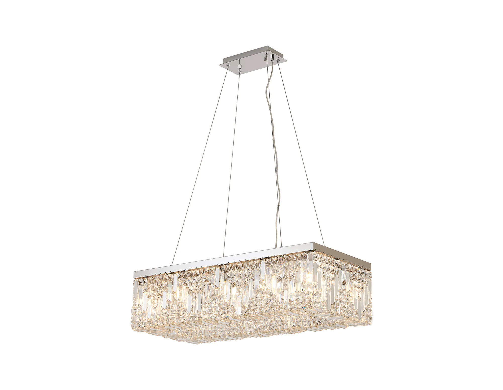 Ashby Rectangular Pendant Chandelier, 12/14 Light - Polished Chrome/ Gold Finishes - Image 5