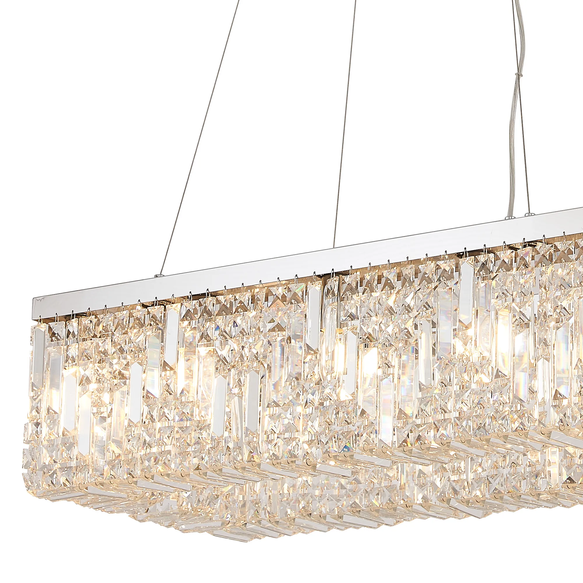 Ashby Rectangular Pendant Chandelier, 12/14 Light - Polished Chrome/ Gold Finishes - Image 6