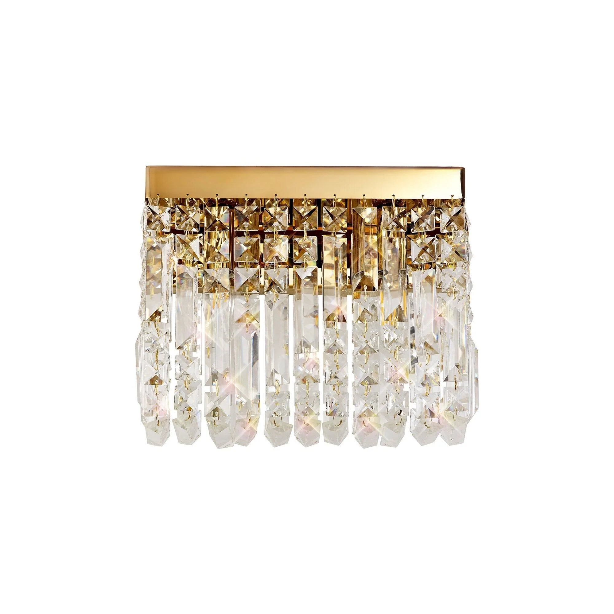 Ashby Rectangular Small/Large Wall Lamp, 2 Light E14, Gold & Crystal/Polished Chrome & Crystal IP20 - Image 2