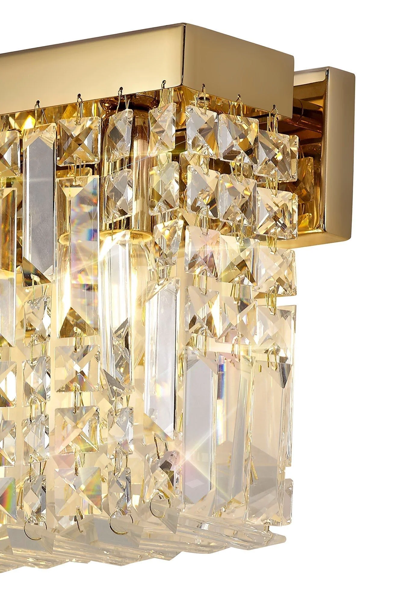 Ashby Rectangular Small/Large Wall Lamp, 2 Light E14, Gold & Crystal/Polished Chrome & Crystal IP20 - Image 3