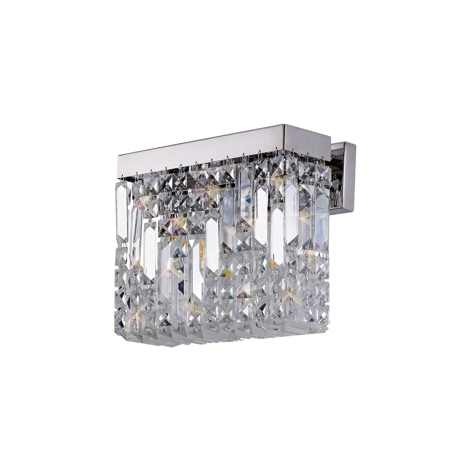 Ashby Rectangular Small/Large Wall Lamp, 2 Light E14, Gold & Crystal/Polished Chrome & Crystal IP20 - Image 4