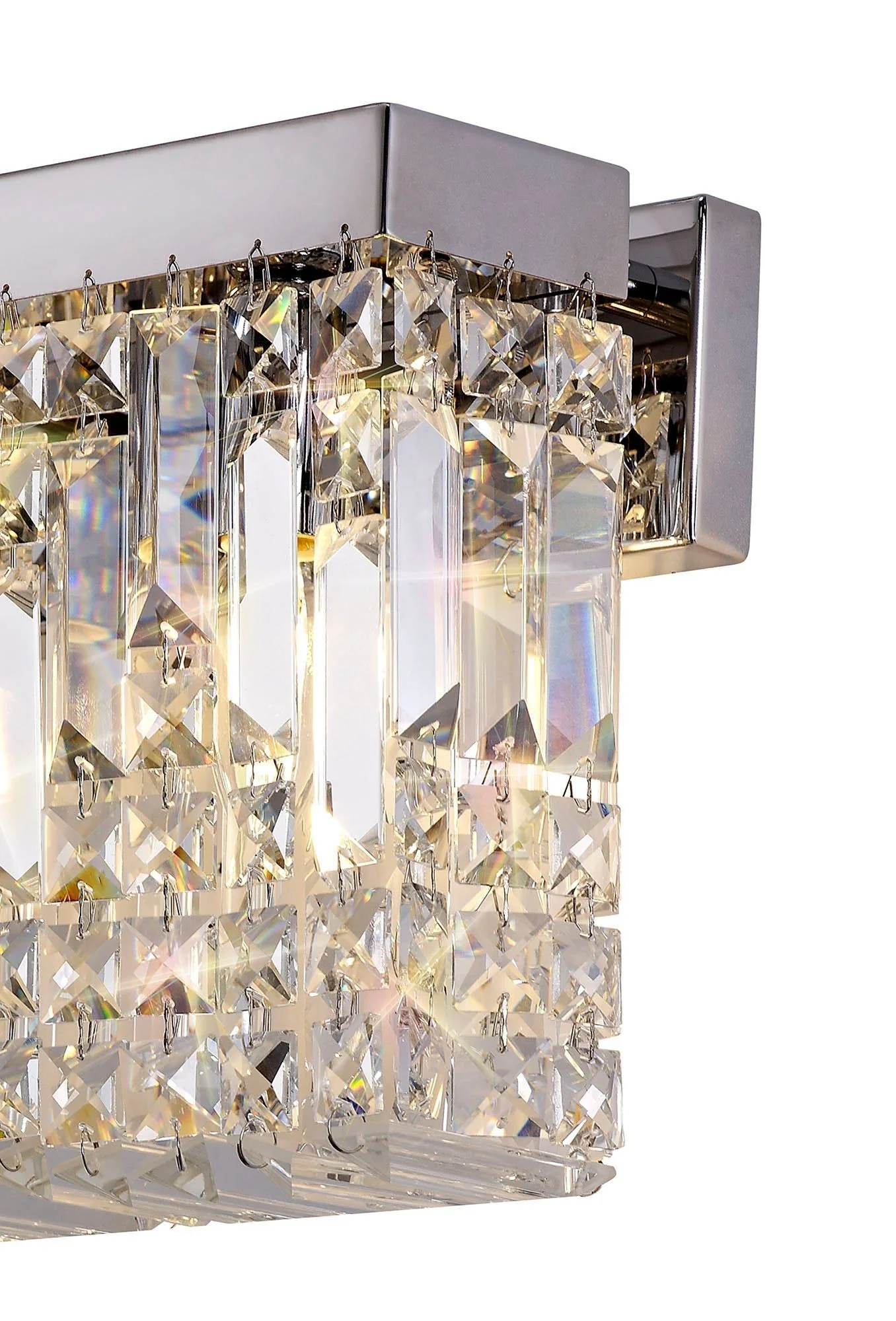 Ashby Rectangular Small/Large Wall Lamp, 2 Light E14, Gold & Crystal/Polished Chrome & Crystal IP20 - Image 5