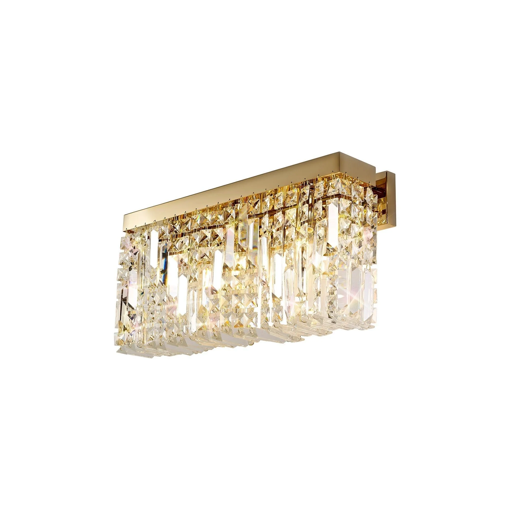 Ashby Rectangular Small/Large Wall Lamp, 2 Light E14, Gold & Crystal/Polished Chrome & Crystal IP20 - Image 6