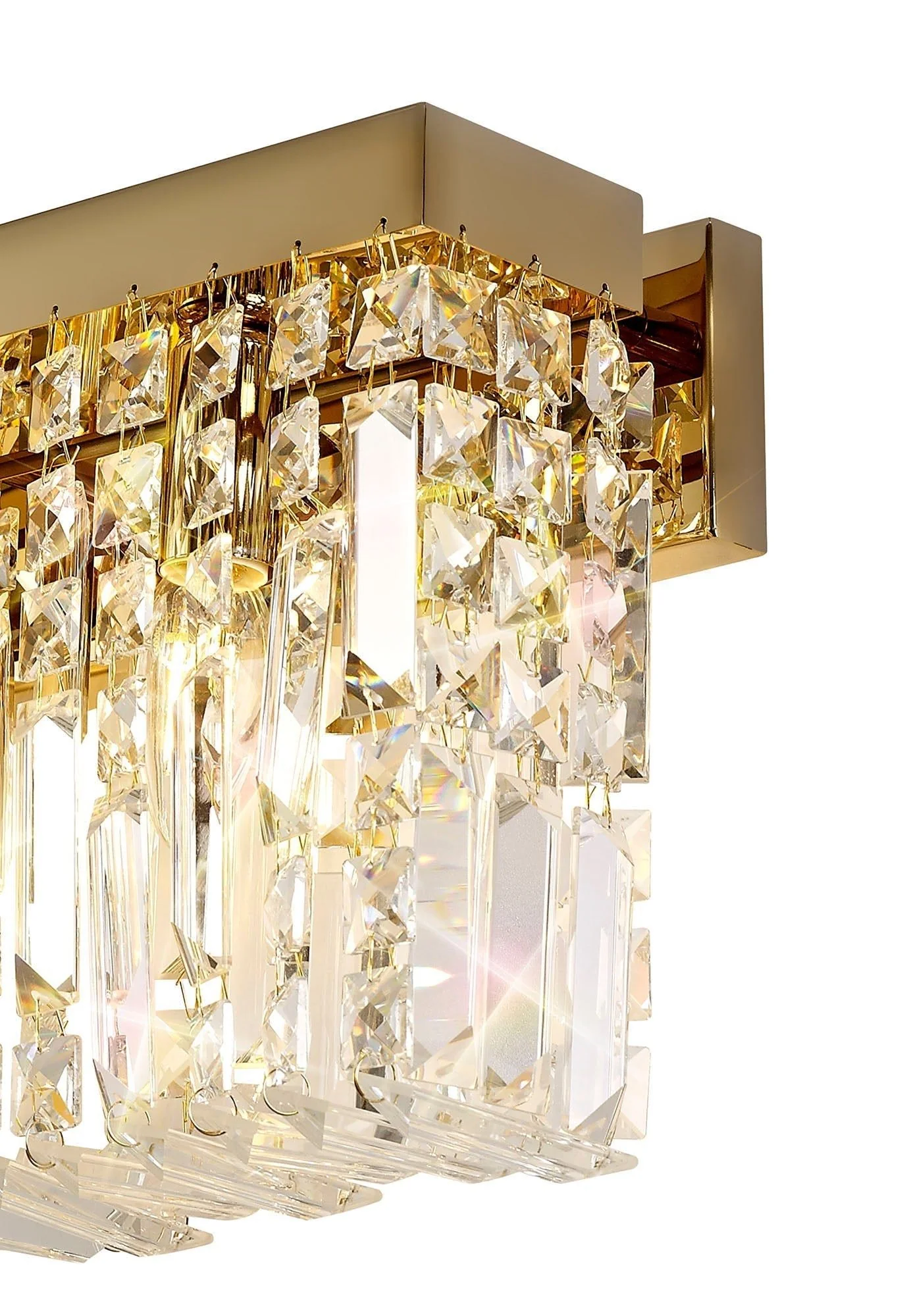 Ashby Rectangular Small/Large Wall Lamp, 2 Light E14, Gold & Crystal/Polished Chrome & Crystal IP20 - Image 7