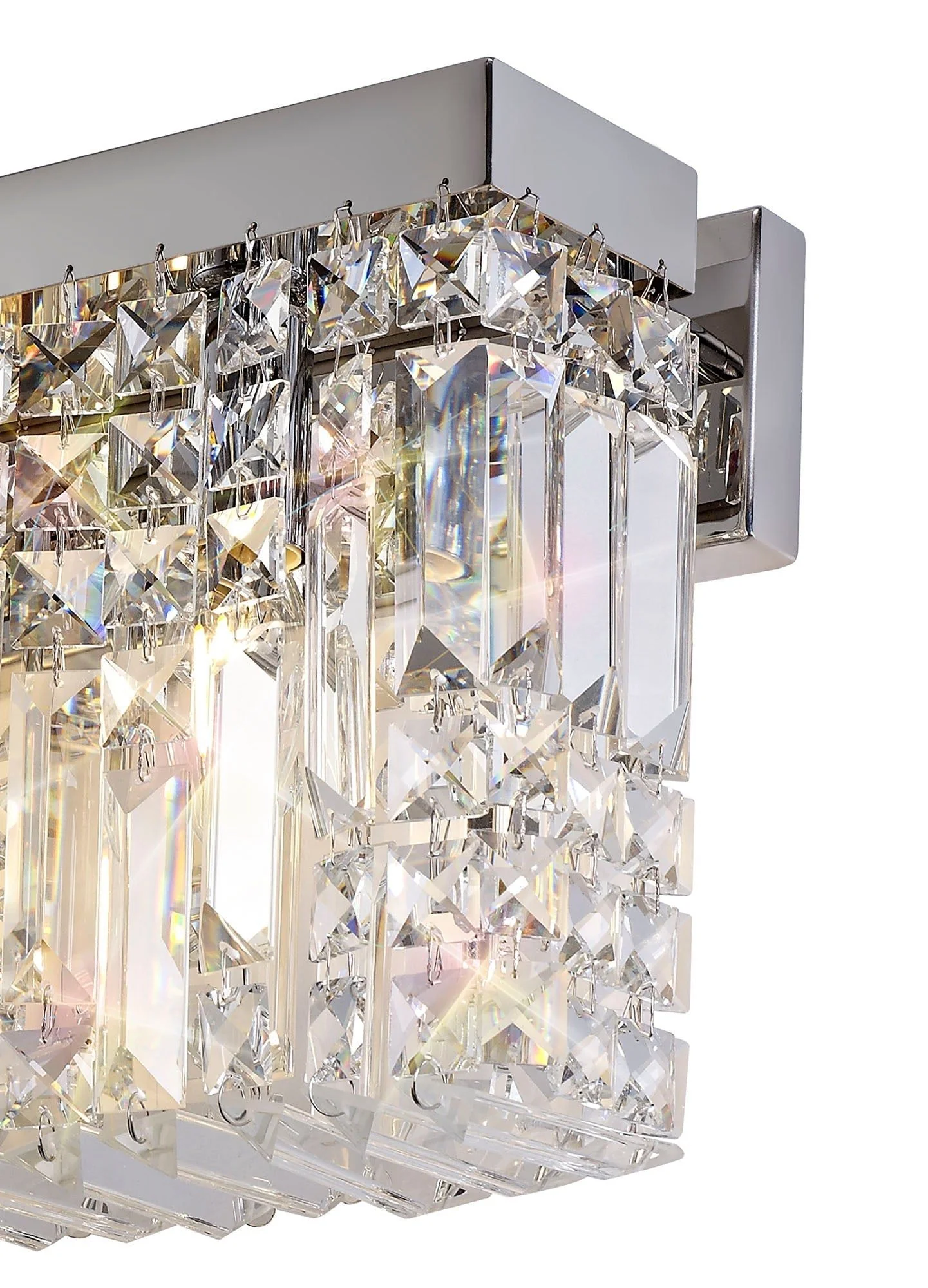 Ashby Rectangular Small/Large Wall Lamp, 2 Light E14, Gold & Crystal/Polished Chrome & Crystal IP20 - Image 9