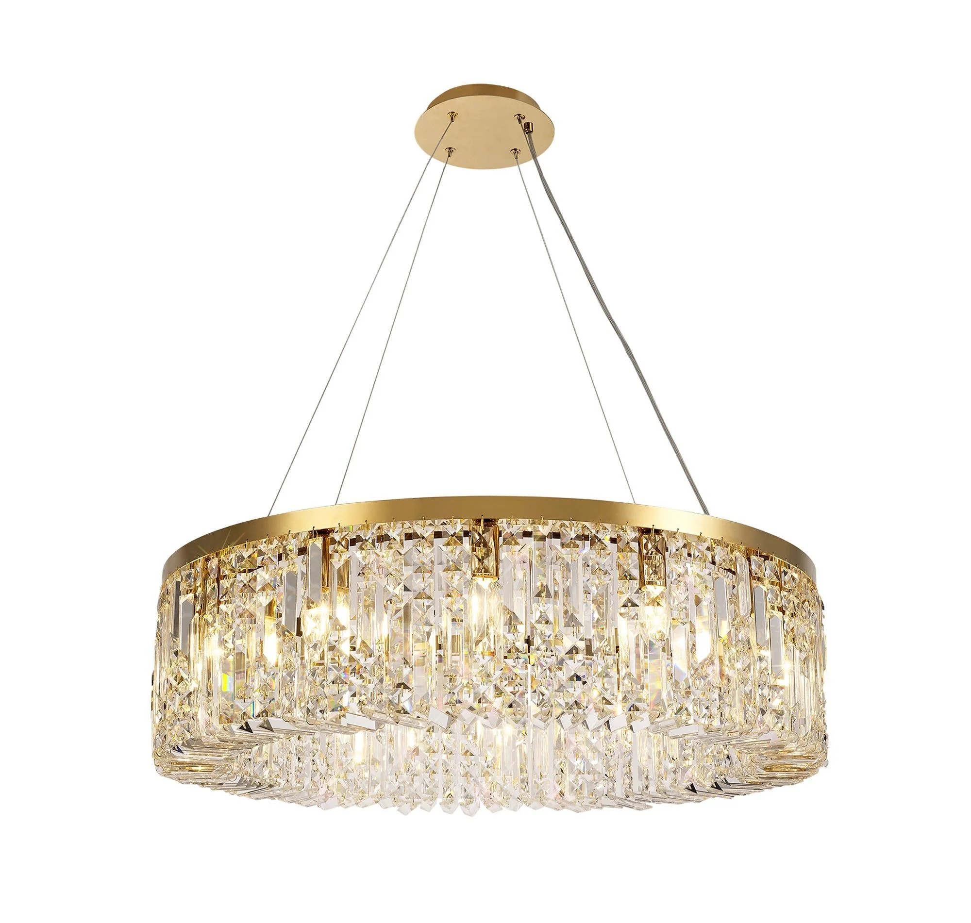 Ashby Small/Large Round Pendant Chandelier, 8 Light E14, Gold & Crystal/Polished Chrome & Crystal IP20 - Image 3