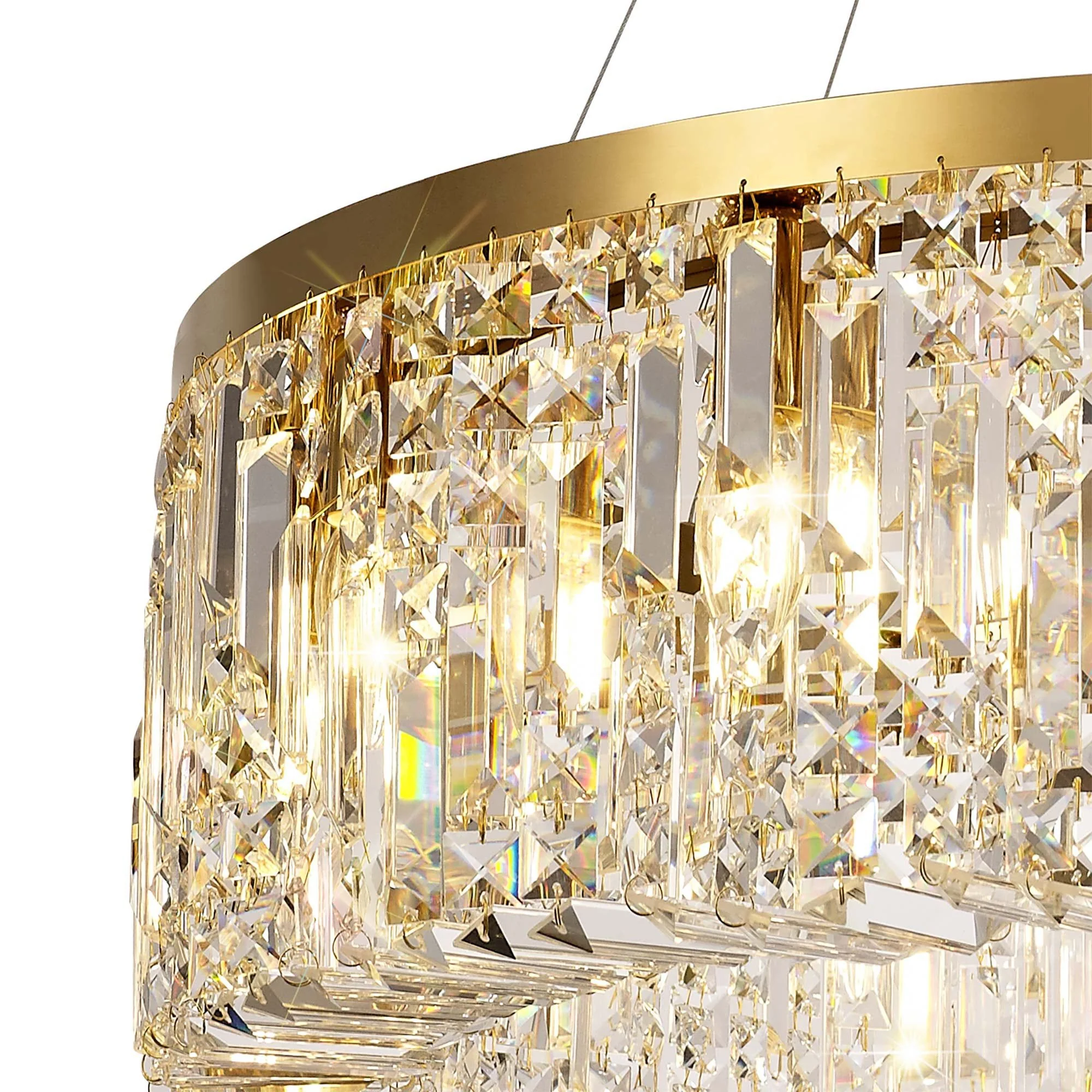 Ashby Small/Large Round Pendant Chandelier, 8 Light E14, Gold & Crystal/Polished Chrome & Crystal IP20 - Image 4