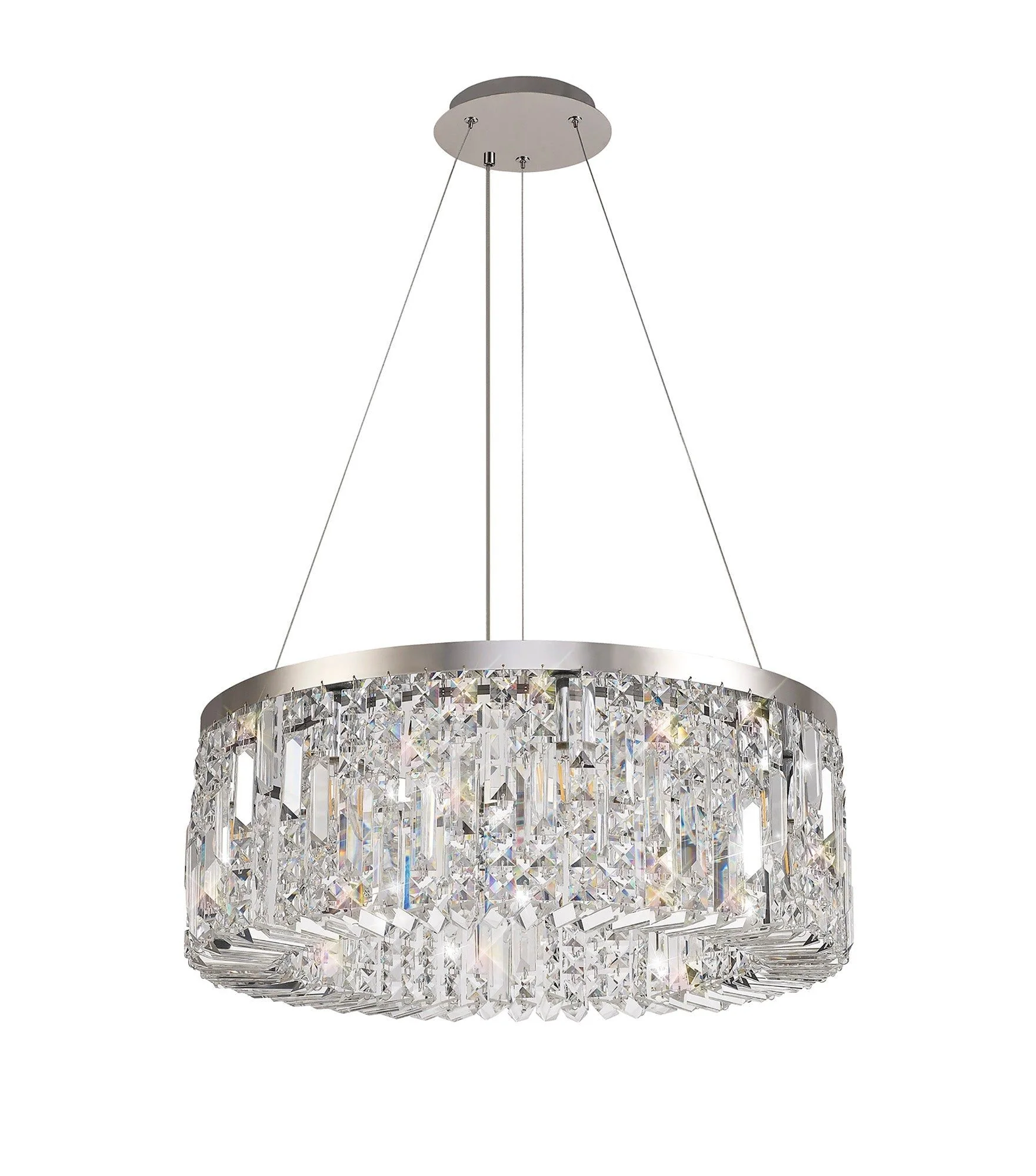 Ashby Small/Large Round Pendant Chandelier, 8 Light E14, Gold & Crystal/Polished Chrome & Crystal IP20 - Image 5