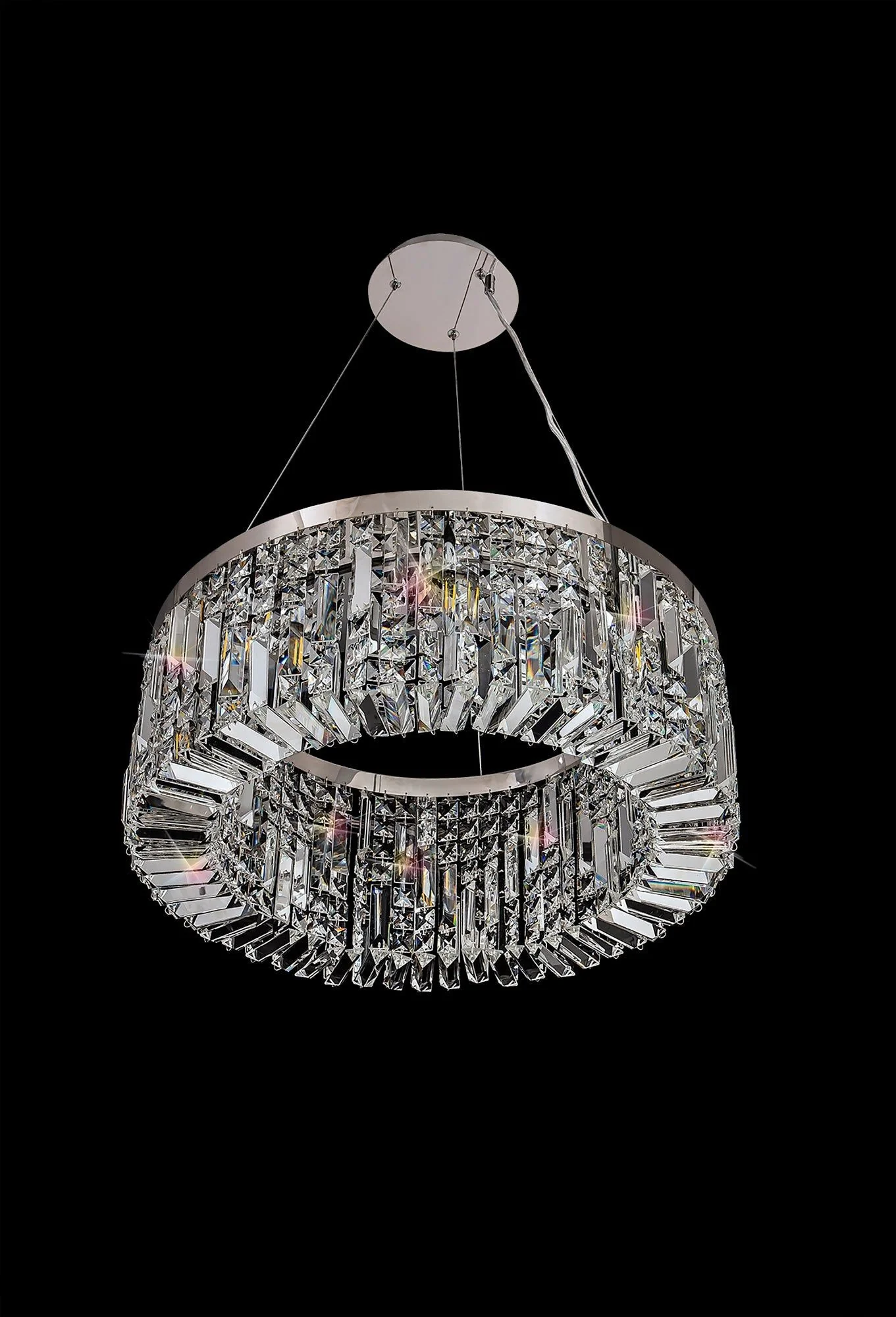 Ashby Small/Large Round Pendant Chandelier, 8 Light E14, Gold & Crystal/Polished Chrome & Crystal IP20 - Image 6