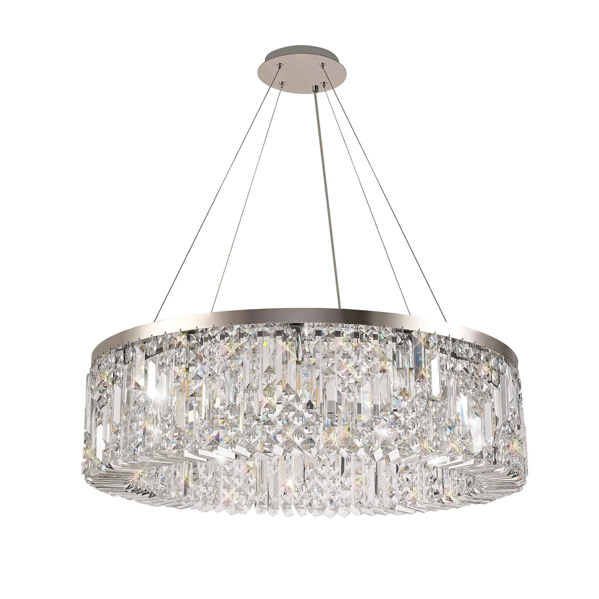 Ashby Small/Large Round Pendant Chandelier, 8 Light E14, Gold & Crystal/Polished Chrome & Crystal IP20 - Image 7