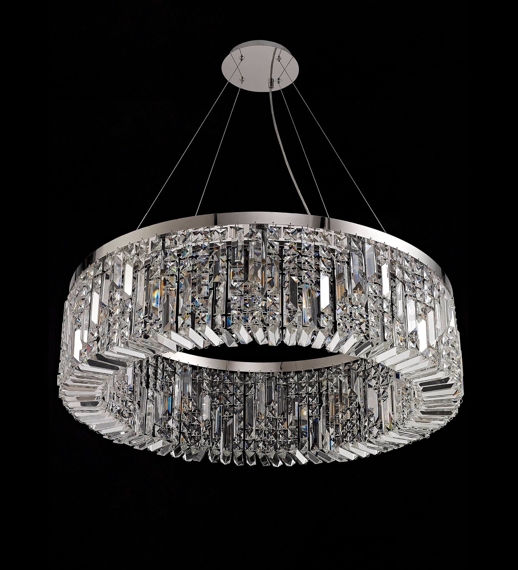 Ashby Small/Large Round Pendant Chandelier, 8 Light E14, Gold & Crystal/Polished Chrome & Crystal IP20 - Image 8