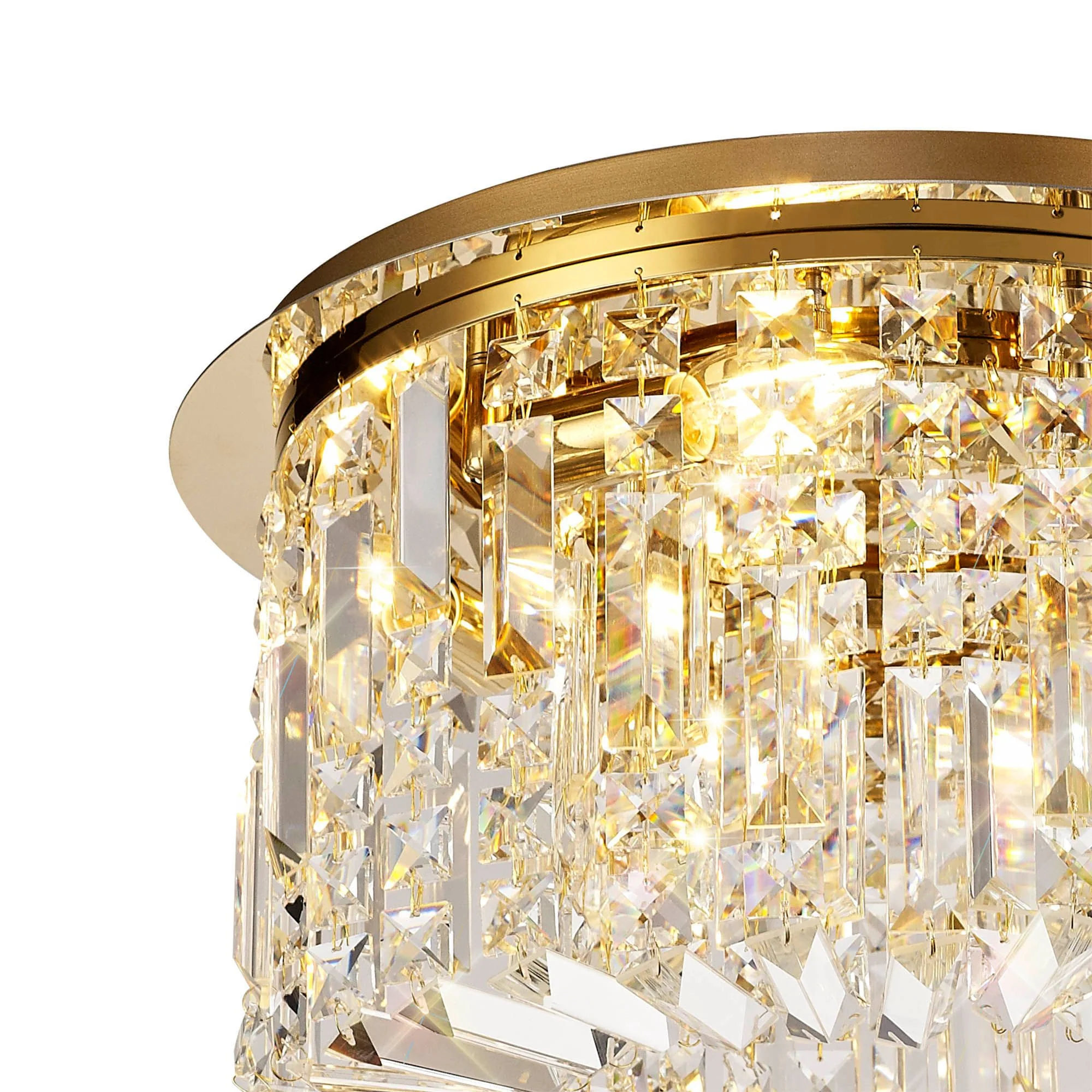 Ashby Small/Medium/Large Led Flush Ceiling Lights, 5 Light E14, Gold & Crystal/Polished Chrome & Crystal IP20 - Image 3