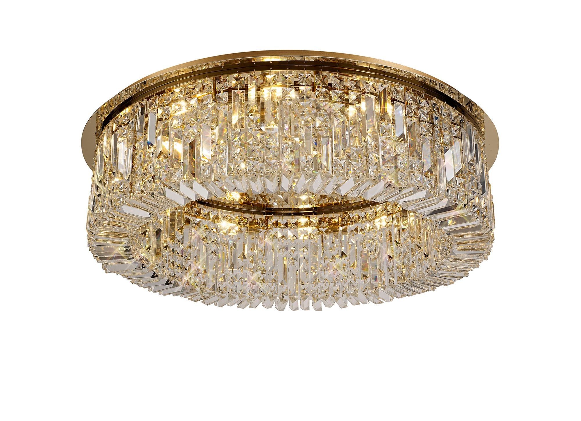 Ashby Small/Medium/Large Led Flush Ceiling Lights, 5 Light E14, Gold & Crystal/Polished Chrome & Crystal IP20 - Image 5