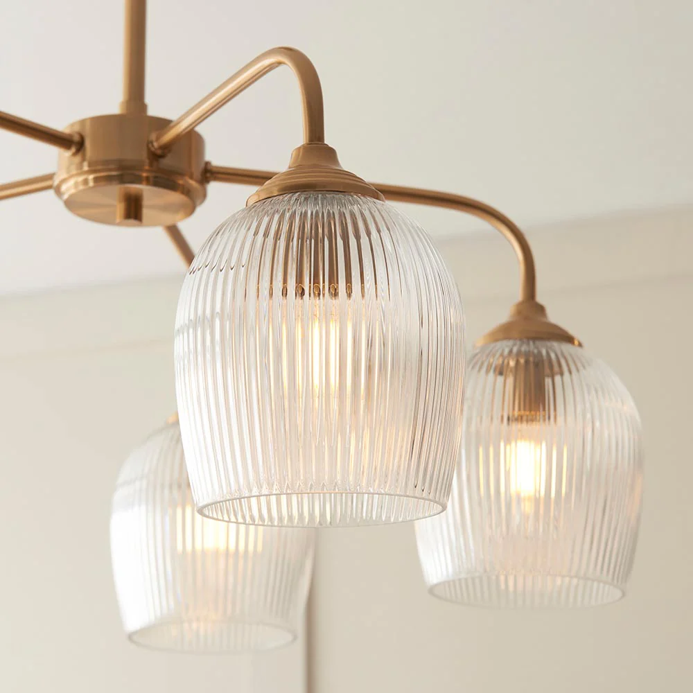 Ashcroft 5lt Centre Ceiling Light - Clear/Ribbed Glass Finishes - Image 10