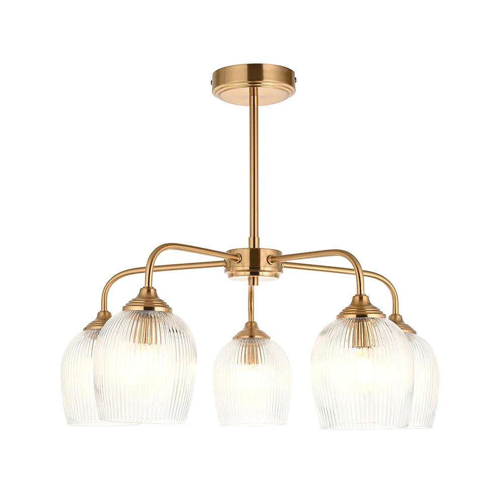 Ashcroft 5lt Centre Ceiling Light - Clear/Ribbed Glass Finishes - Image 2