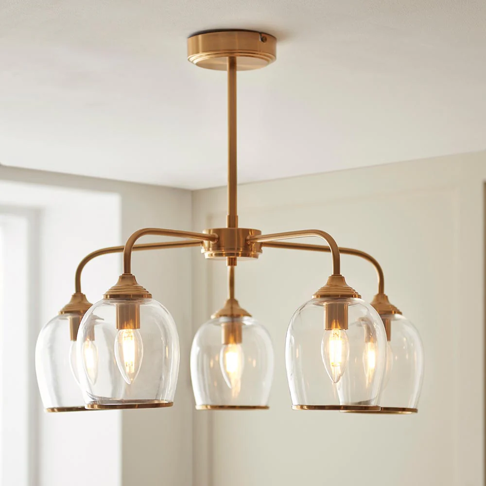 Ashcroft 5lt Centre Ceiling Light - Clear/Ribbed Glass Finishes - Image 4
