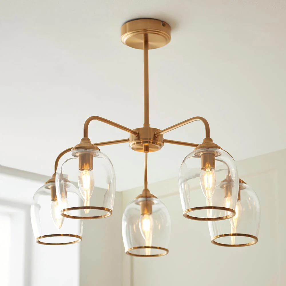 Ashcroft 5lt Centre Ceiling Light - Clear/Ribbed Glass Finishes - Image 5