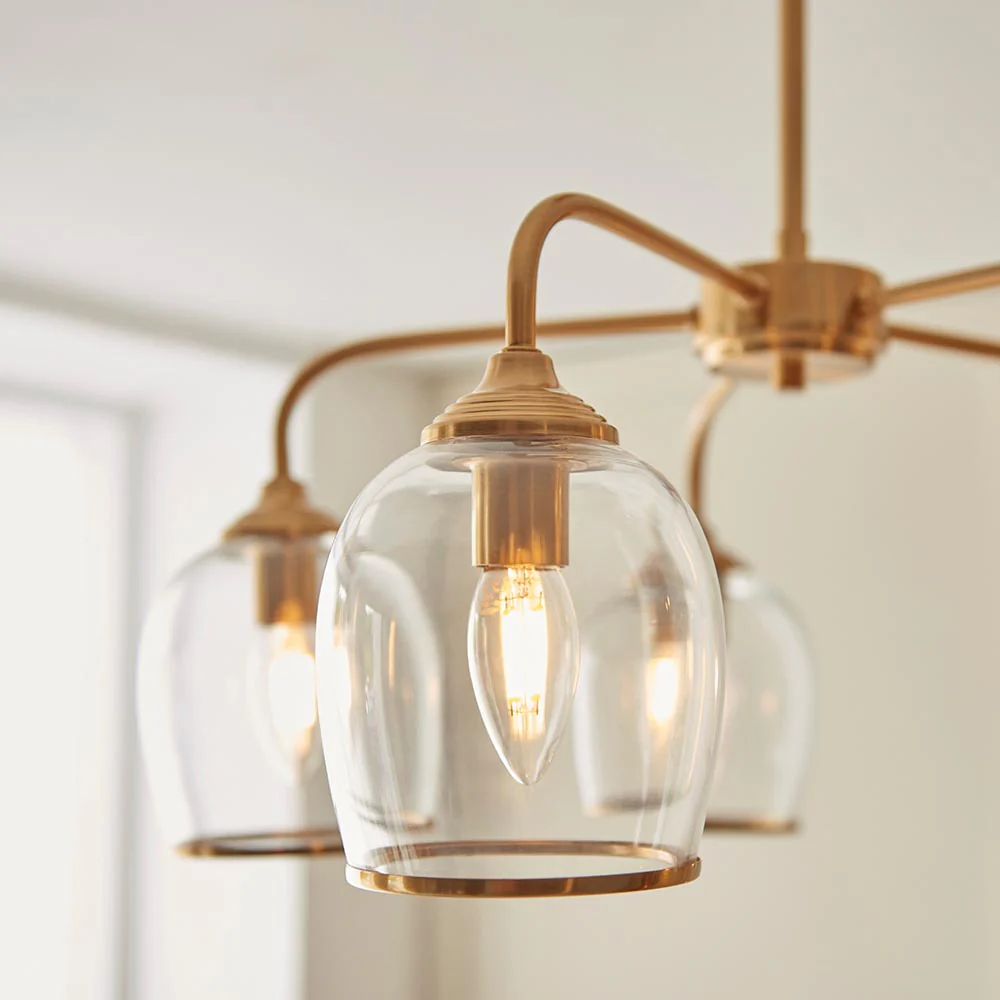 Ashcroft 5lt Centre Ceiling Light - Clear/Ribbed Glass Finishes - Image 6