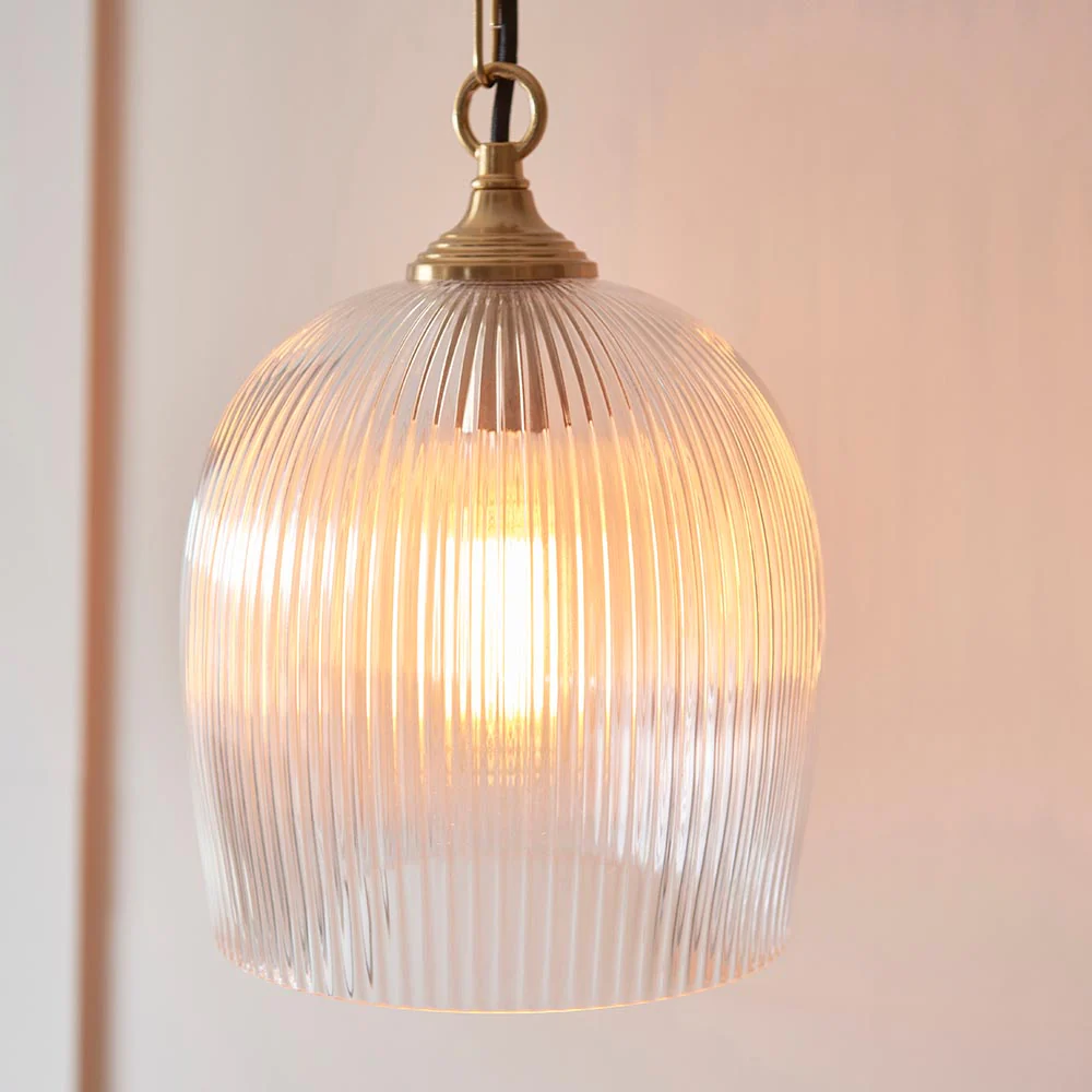 Ashcroft Single Pendant Light - Clear/Ribbed Glass Finishes - Image 5