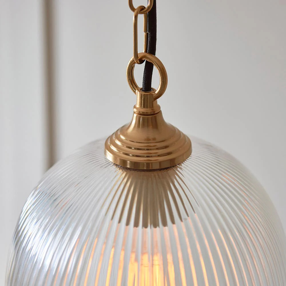 Ashcroft Single Pendant Light - Clear/Ribbed Glass Finishes - Image 6