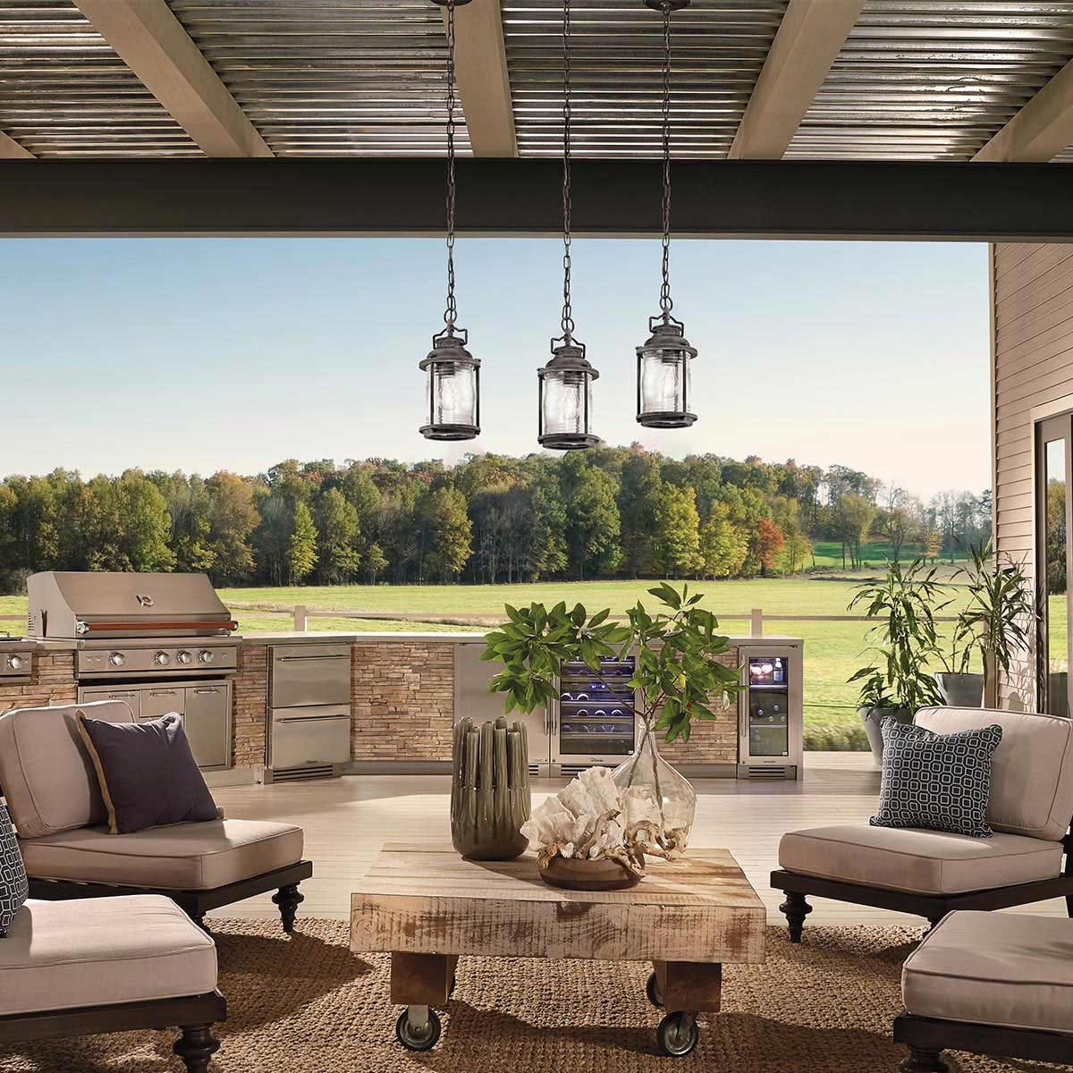 Ashland Bay 1 Light Small Chain Lantern - Burnished Bronze/Weathered Zinc IP44 E27 - Image 11