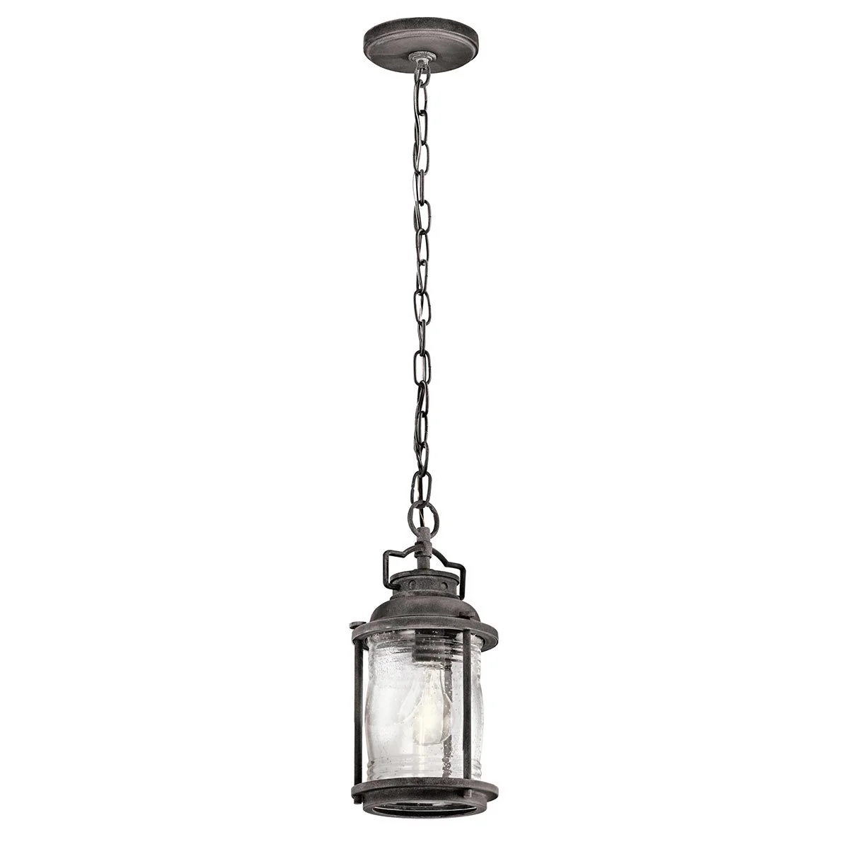 Ashland Bay 1 Light Small Chain Lantern - Burnished Bronze/Weathered Zinc IP44 E27 - Image 2