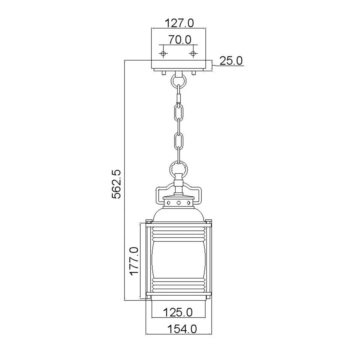 Ashland Bay 1 Light Small Chain Lantern - Burnished Bronze/Weathered Zinc IP44 E27 - Image 7