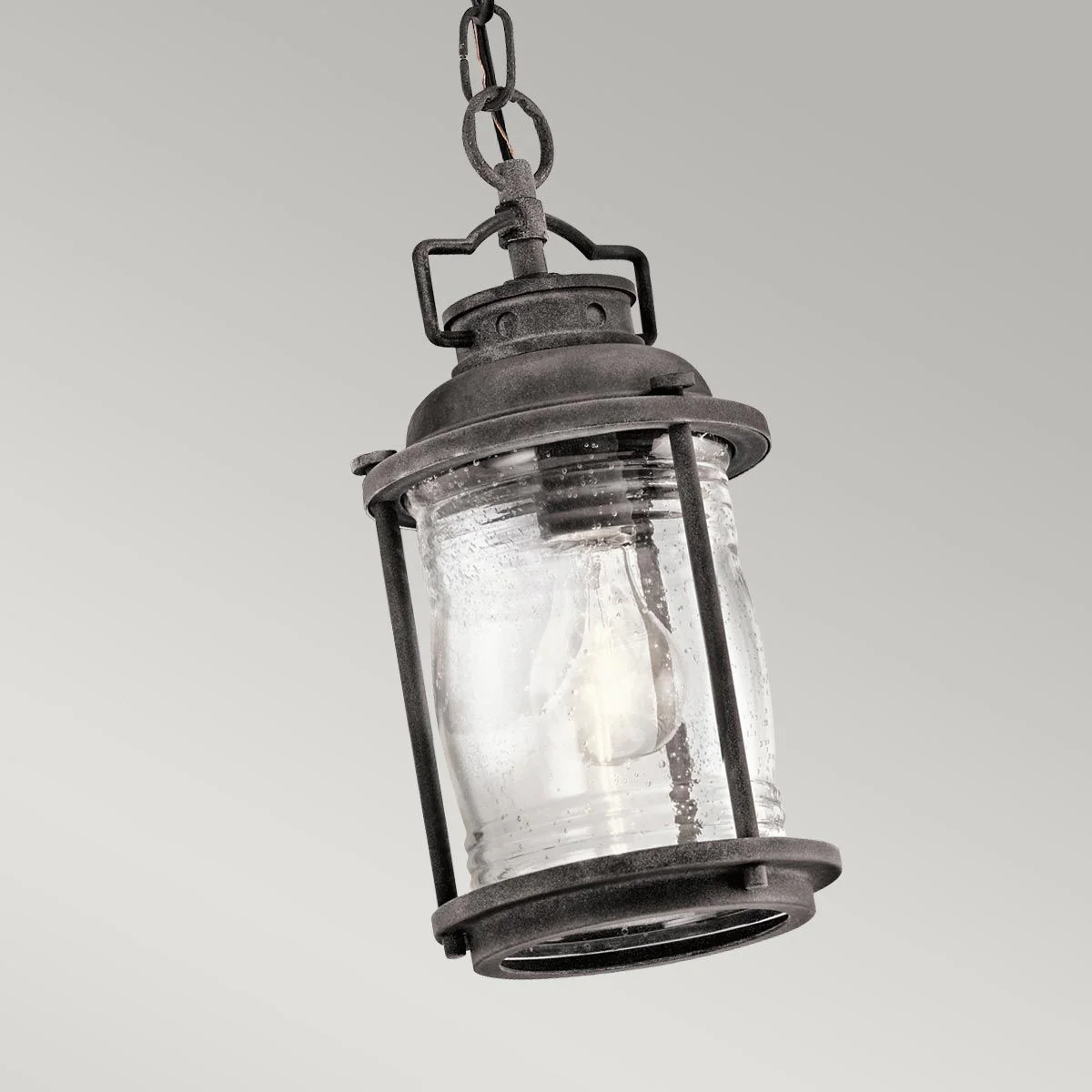 Ashland Bay 1 Light Small Chain Lantern - Burnished Bronze/Weathered Zinc IP44 E27 - Image 9