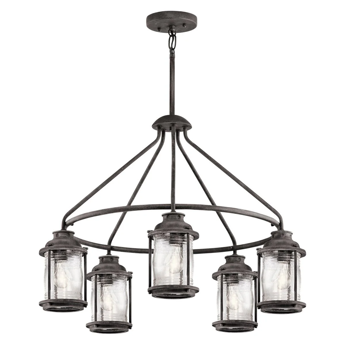 Ashland Bay 5 Light Outdoor Chandelier - Burnished Bronze/Weathered Zinc IP44 E27 - Image 2