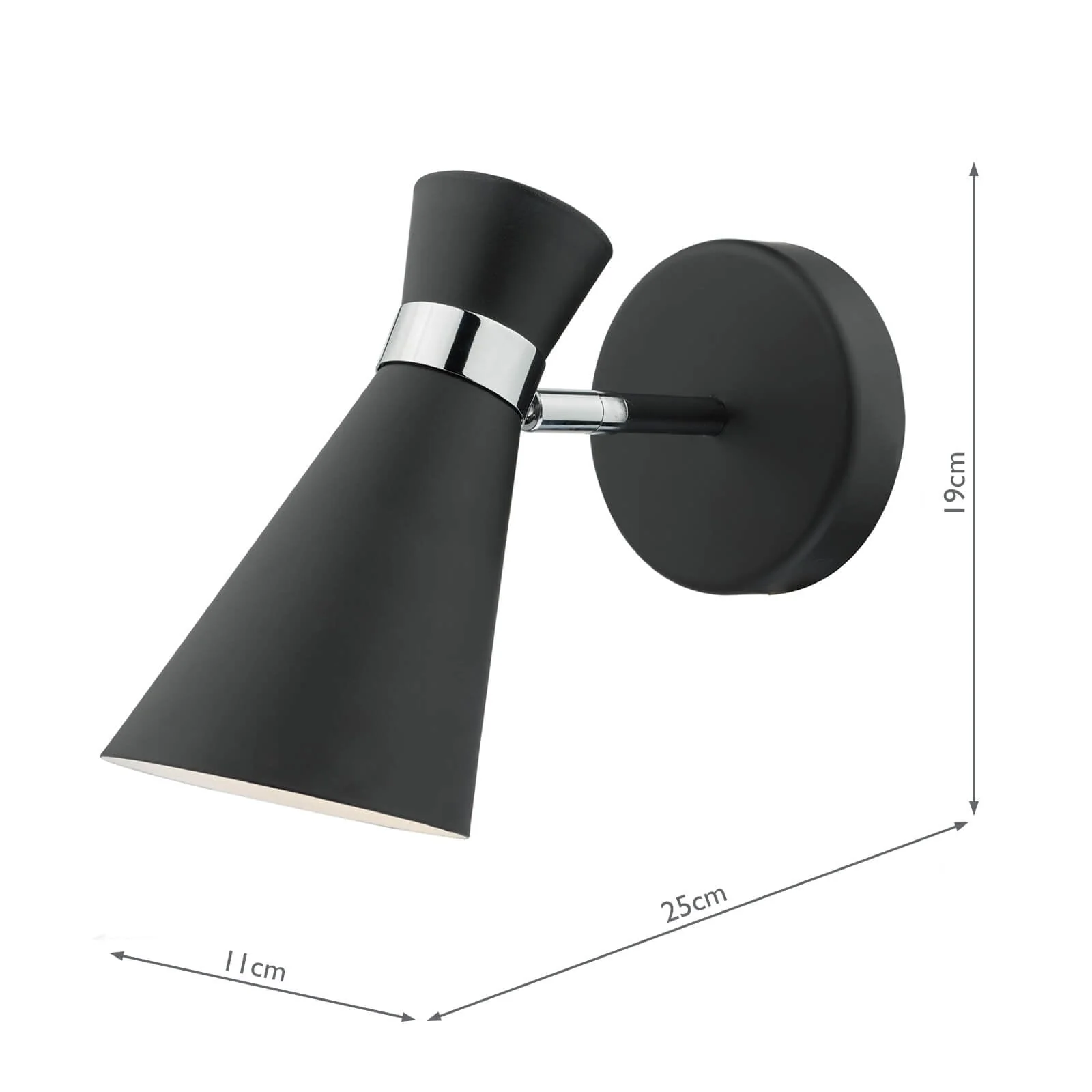 Ashworth Single Wall Spotlight - Matt Black/Polished Chrome - Image 2