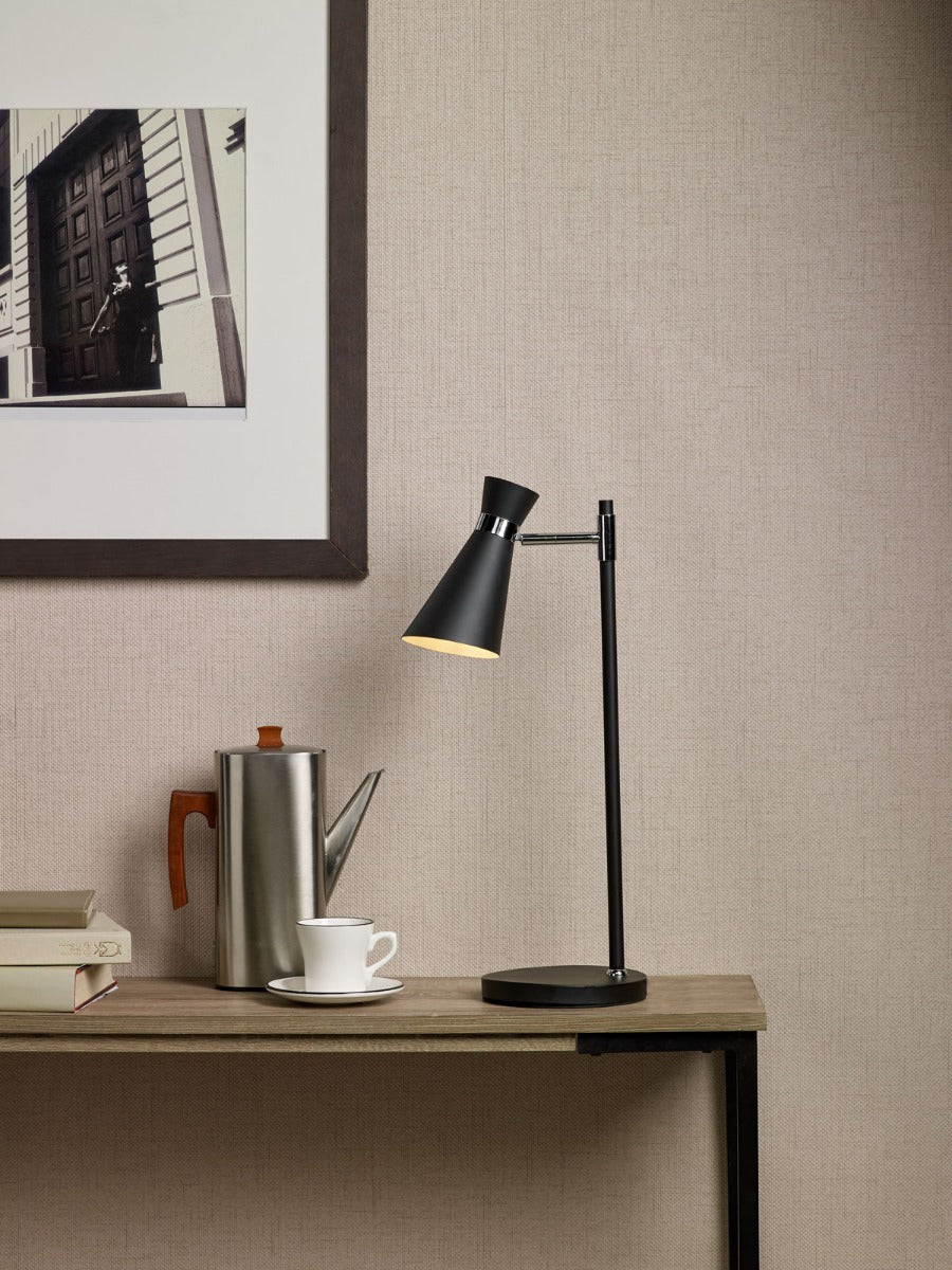 Ashworth Table Lamp Matt Black & Polished Chrome E14 - Image 4