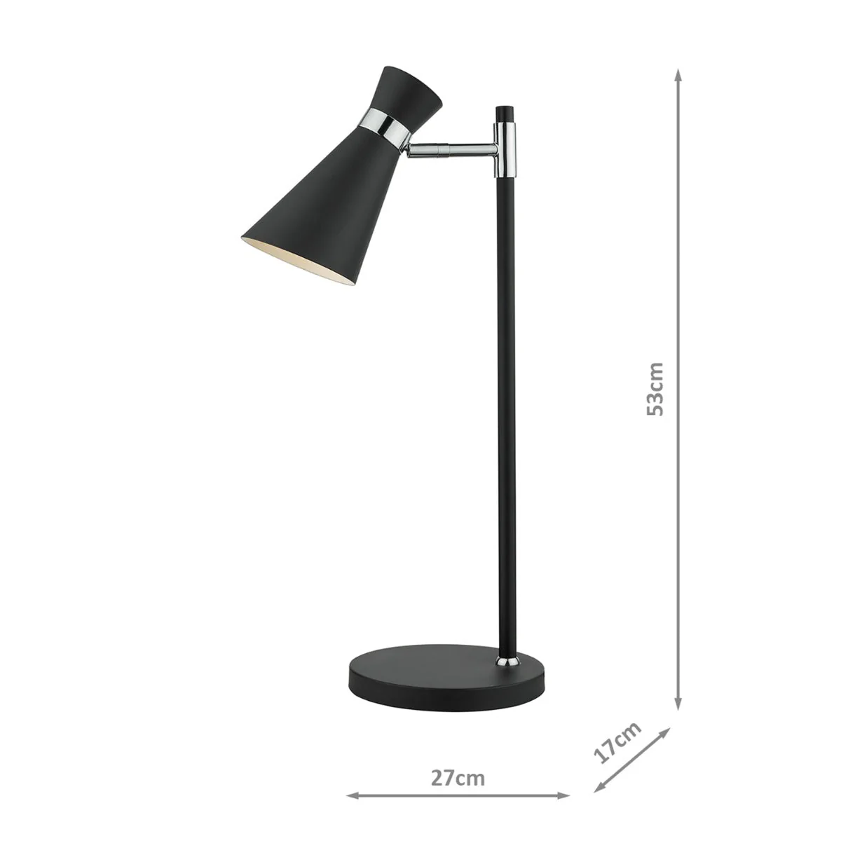 Ashworth Table Lamp Matt Black & Polished Chrome E14 - Image 5