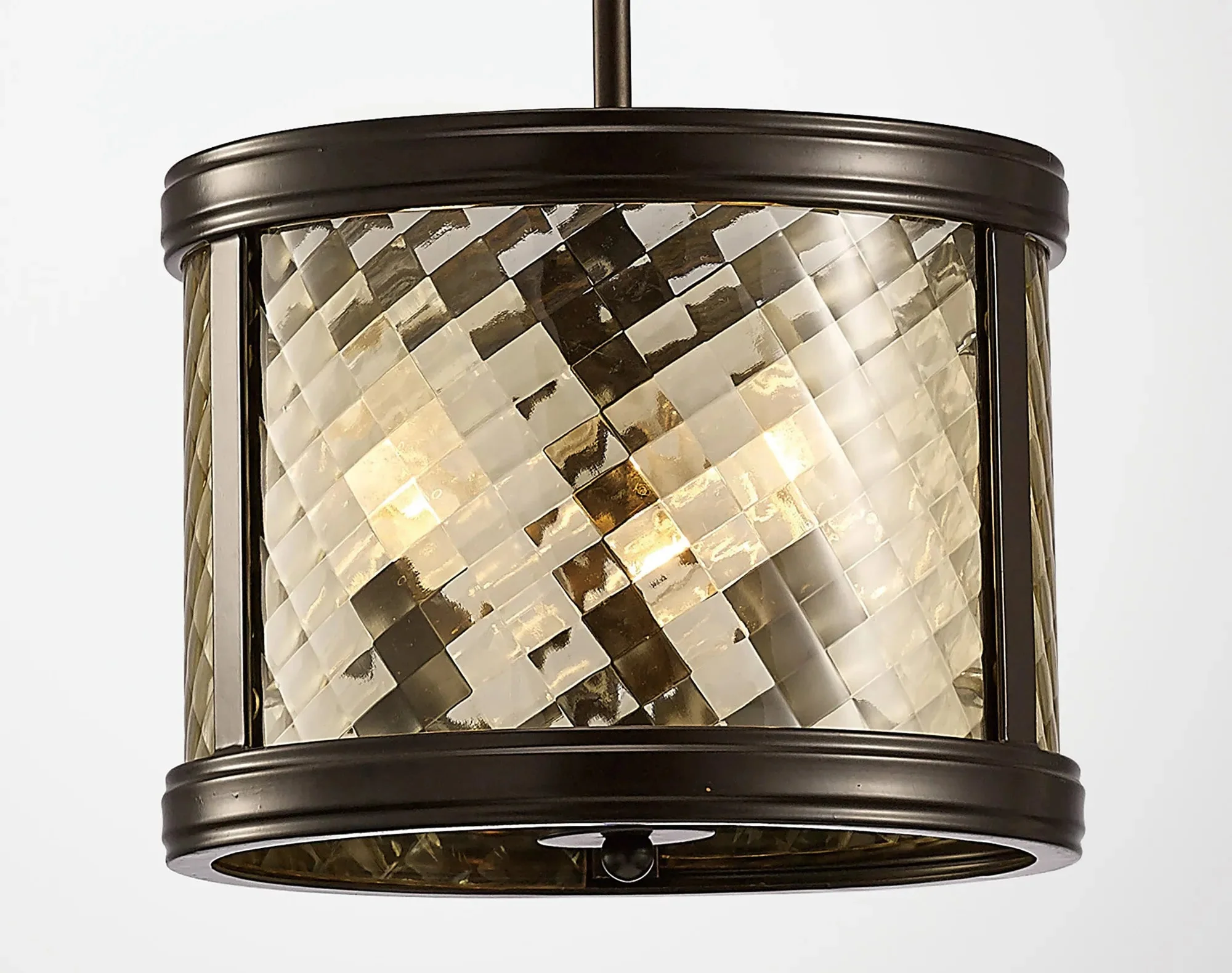 Asia Pendant Semi Flush 3/4 Light- Oiled Bronze/Clear Glass - Image 2