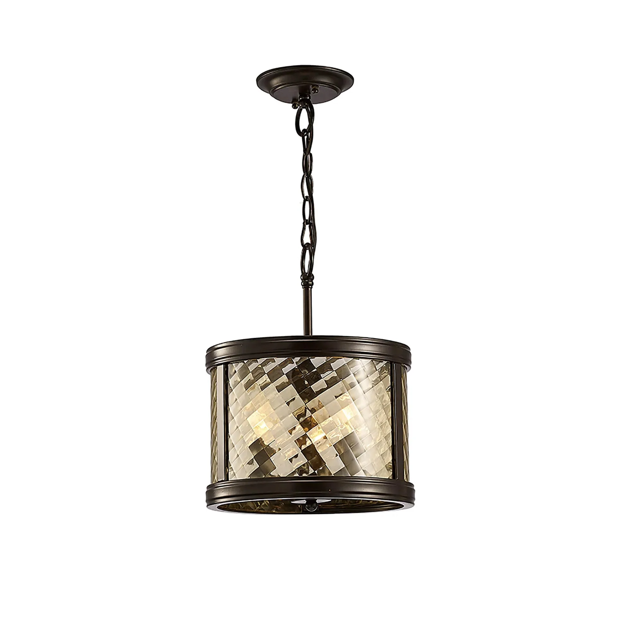 Asia Pendant Semi Flush 3/4 Light- Oiled Bronze/Clear Glass - Image 3