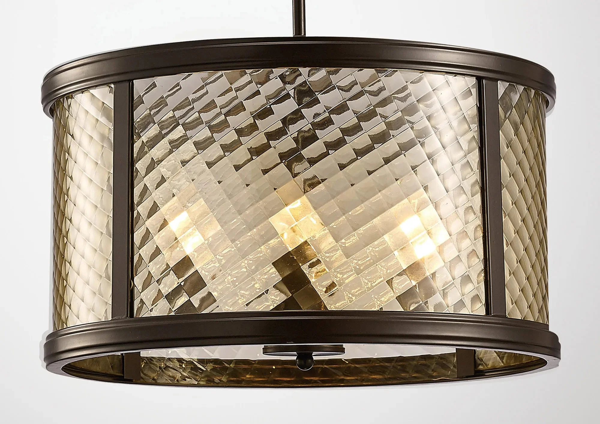 Asia Pendant Semi Flush 3/4 Light- Oiled Bronze/Clear Glass - Image 5