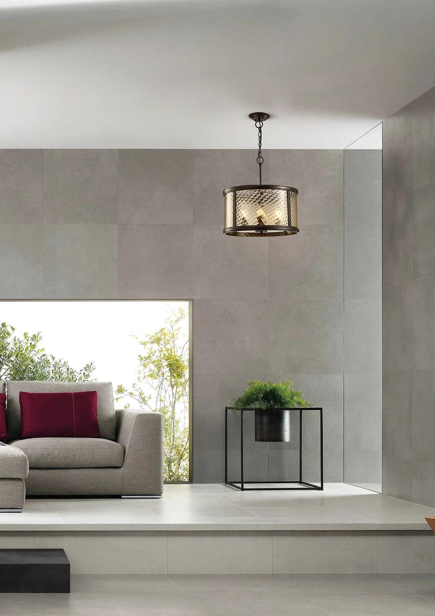 Asia Pendant Semi Flush 3/4 Light- Oiled Bronze/Clear Glass - Image 7