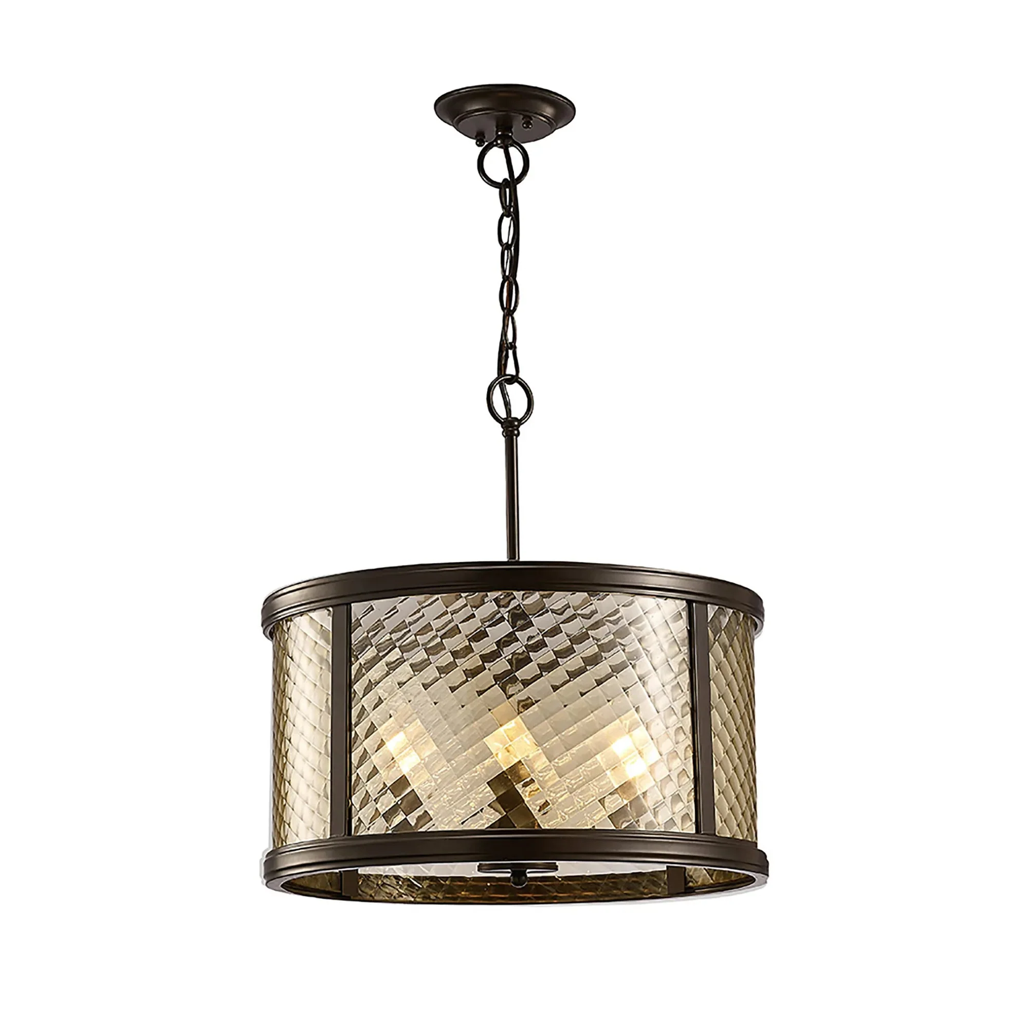 Asia Pendant Semi Flush 3/4 Light- Oiled Bronze/Clear Glass - Image 8
