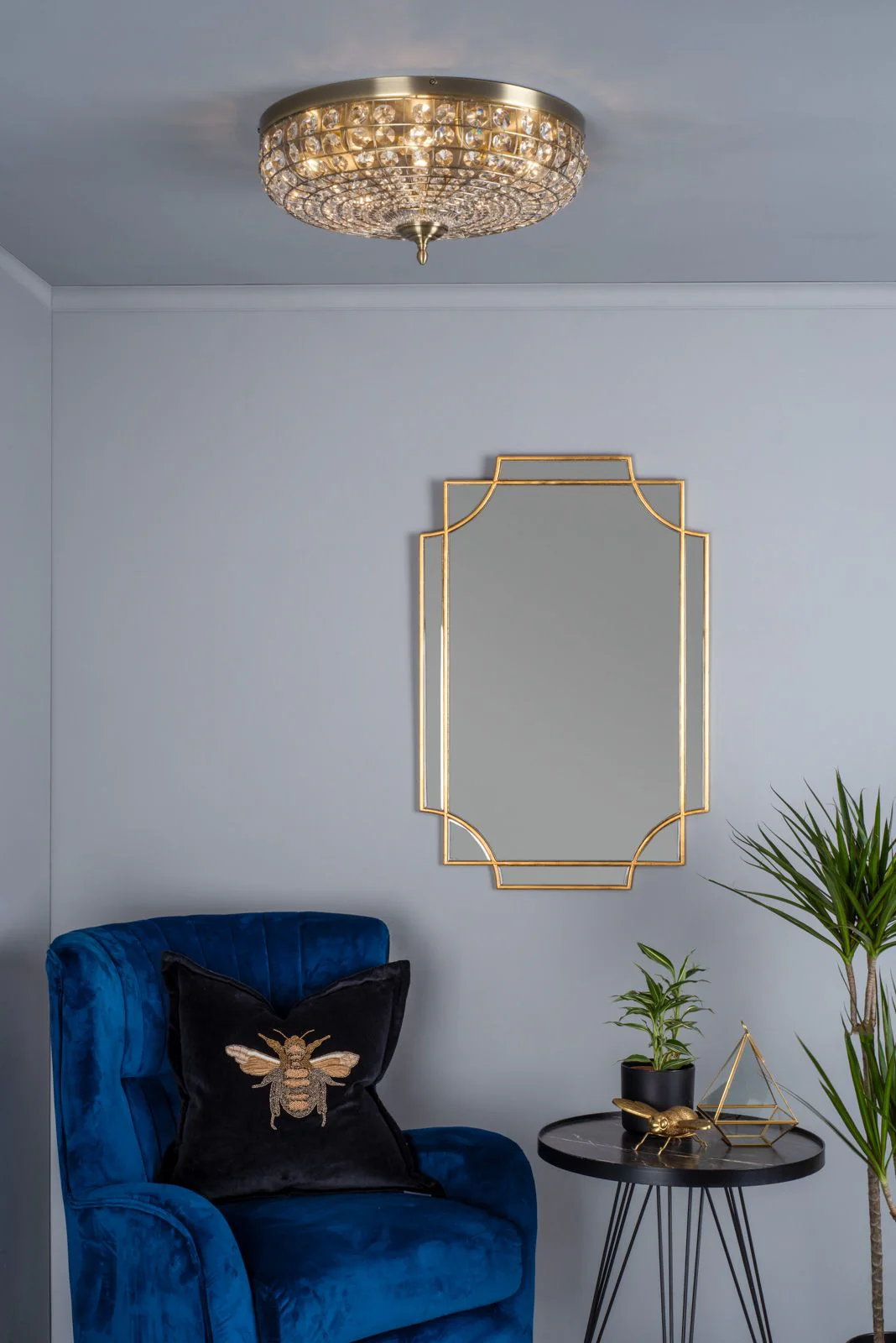 Asmara 5 Light Flush Antique Brass Crystal - Image 5