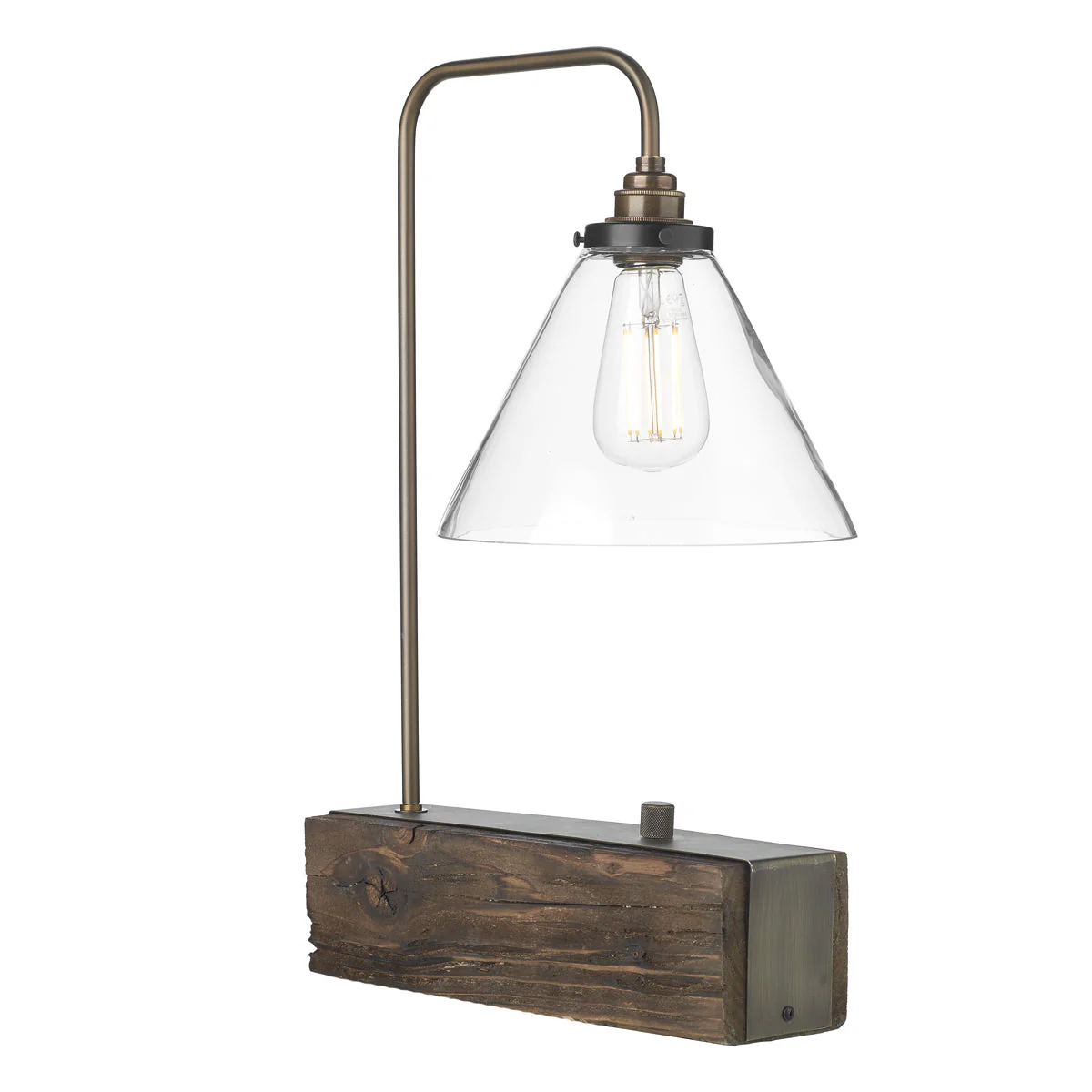 Aspen Single Table Lamp In Wood/Silver Effect E27 - Image 2