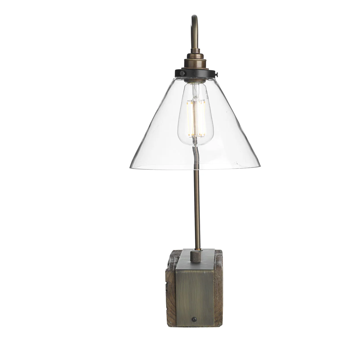 Aspen Single Table Lamp In Wood/Silver Effect E27 - Image 3