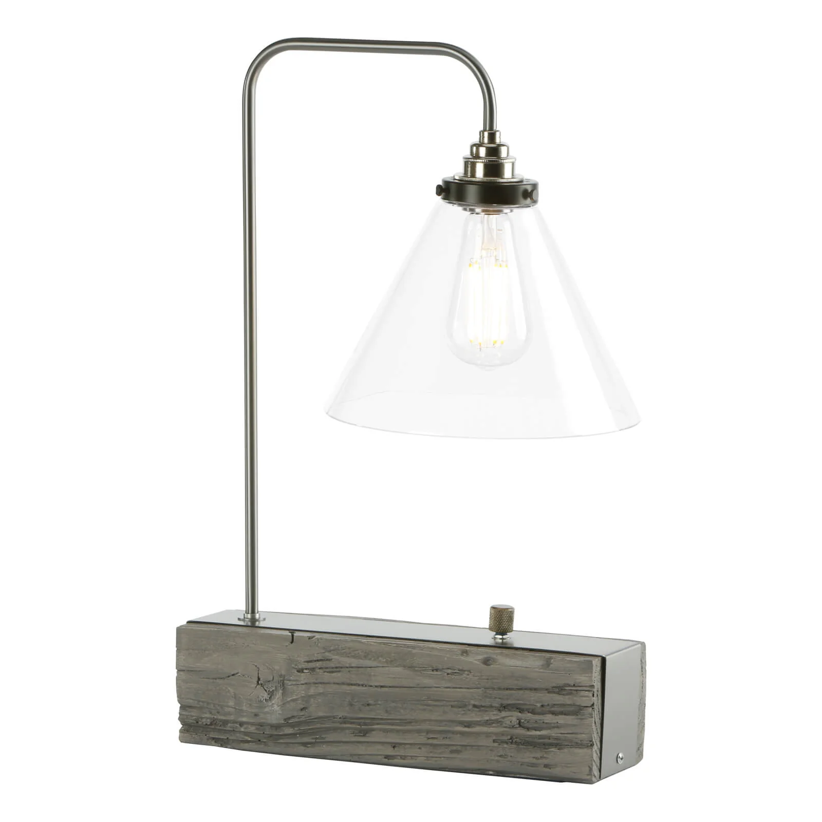 Aspen Single Table Lamp In Wood/Silver Effect E27 - Image 5