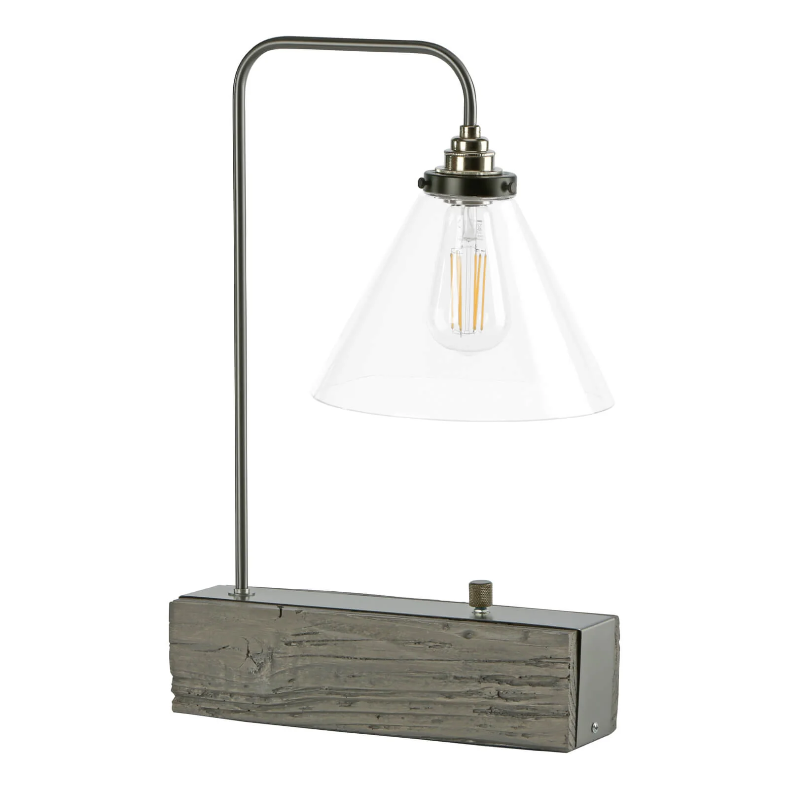 Aspen Single Table Lamp In Wood/Silver Effect E27 - Image 6