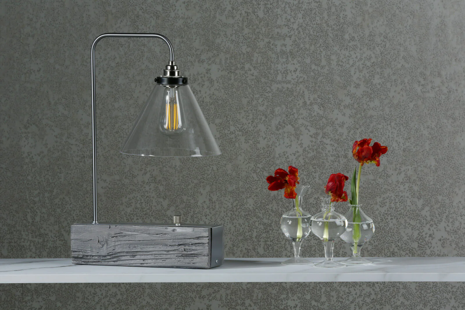 Aspen Single Table Lamp In Wood/Silver Effect E27 - Image 8