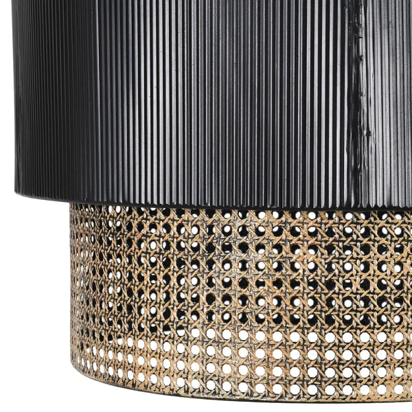 Astra Black and Rattan Effect Metal Pendant Light - Image 2