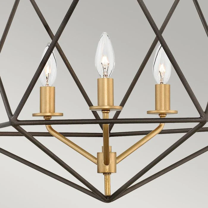 Astrid 3/5 Light Pendant Chandelier - Matte Bronze and Deluxe Gold - Image 5
