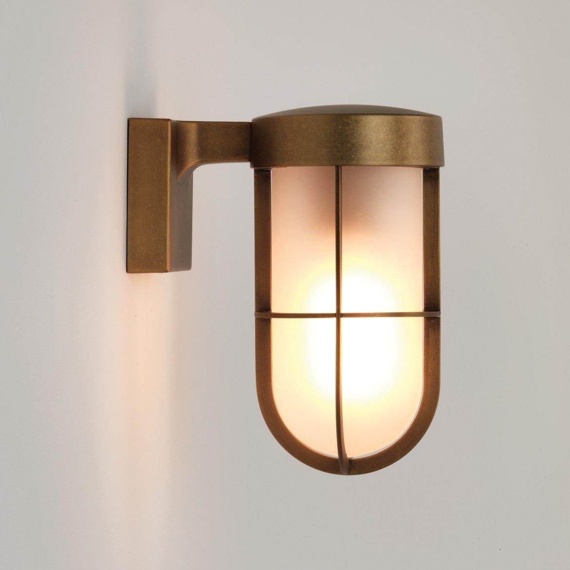 Cabin Wall Light IP44 - Frosted / Antique Brass