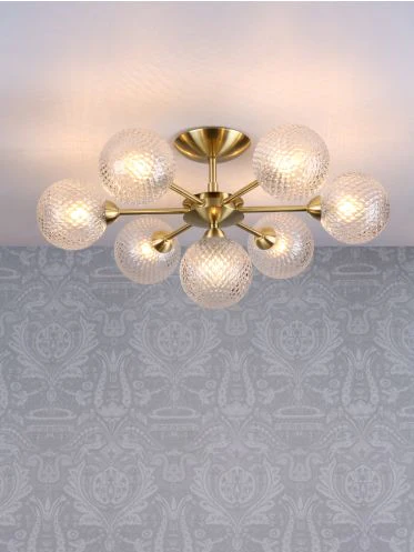 Atherton 7Lt Semi Flush Satin Brass - Image 2