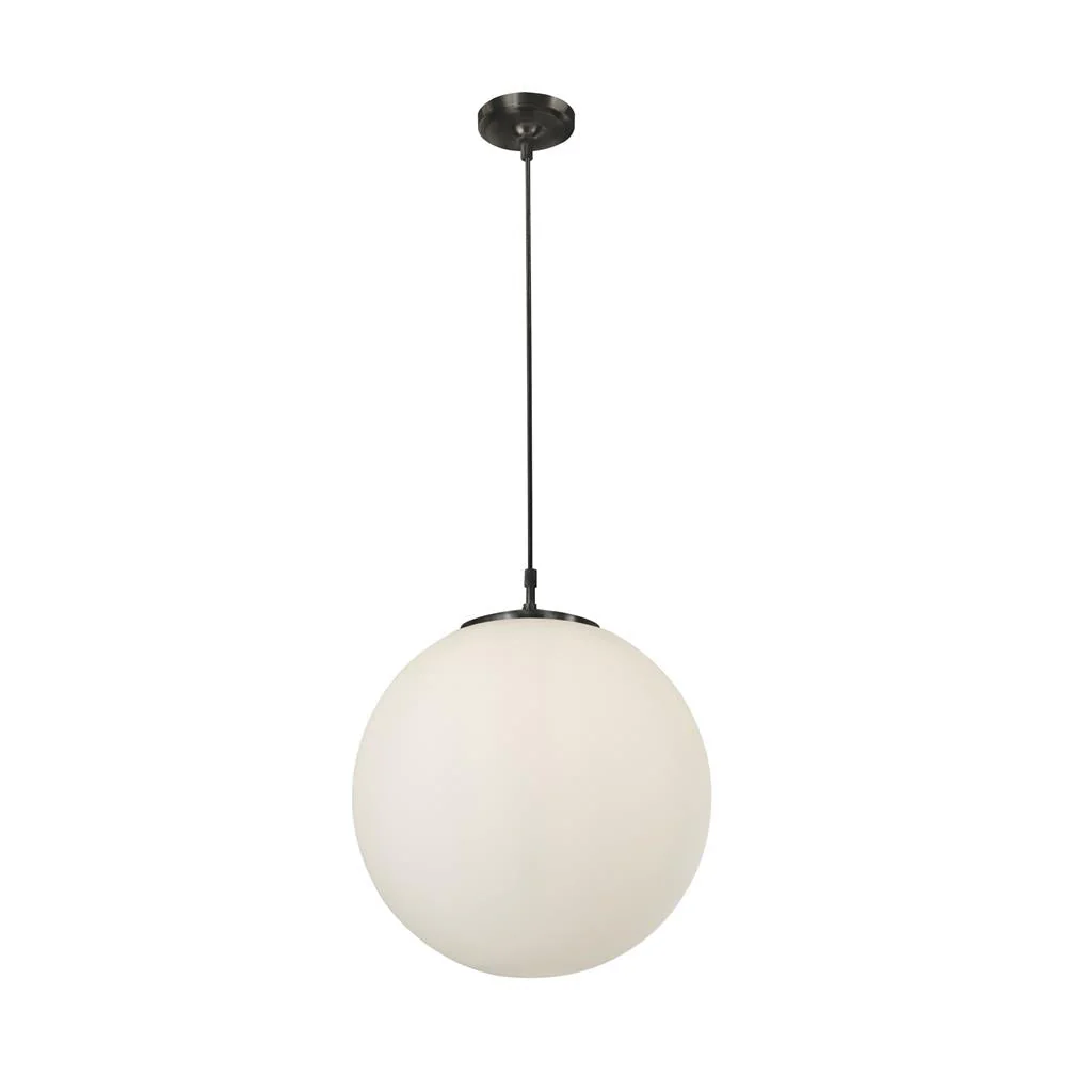 Atom Pendant Various Sizes - Satin Silver/ Satin  Brass & Opal Glass - Image 2