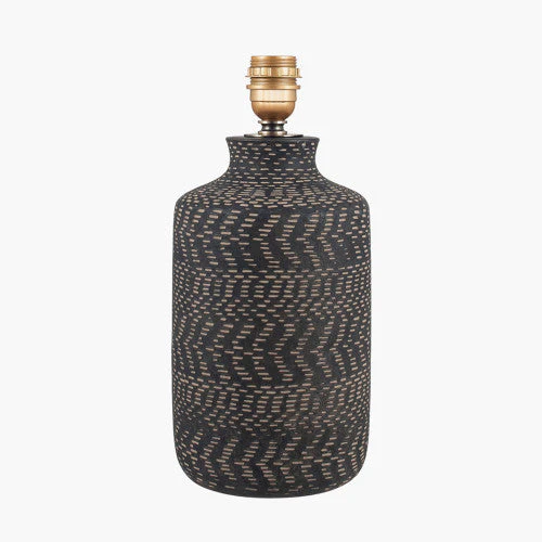 Atouk Stoneware Table Lamp  - Base Only- Natural/ Black - Image 2