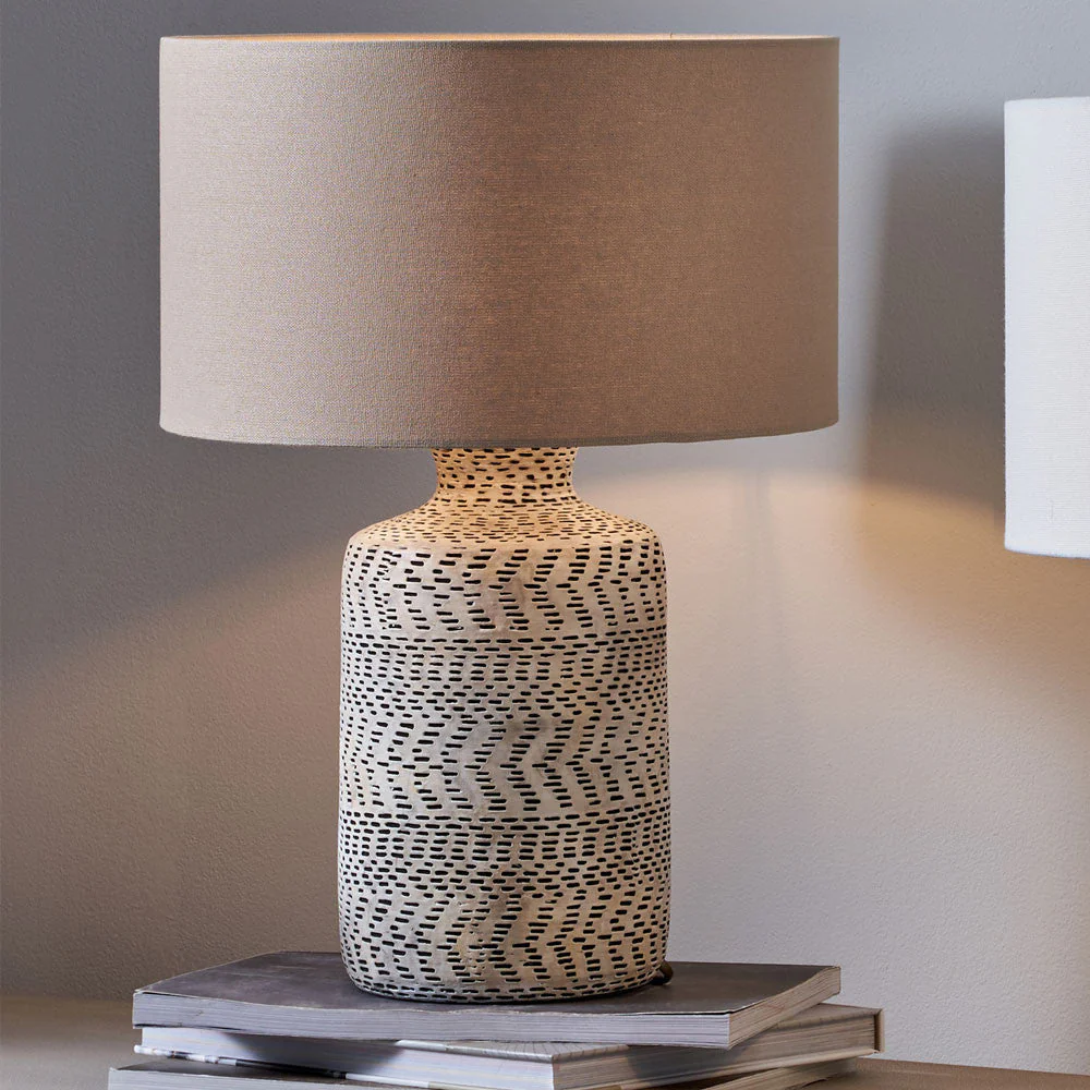 Atouk Stoneware Table Lamp  - Base Only- Natural/ Black - Image 3